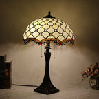 Tiffany Mediterranean Stained Glass Cone Pull Cord 2-Light Table Lamp Lumendat