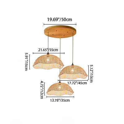Modern Minimalist Weaving Bamboo Lanterns 3-lights Chandelier