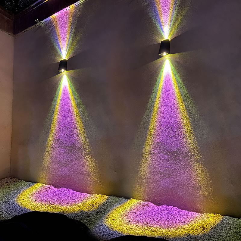 Simple Solar Trapezoid Outdoor Waterproof Up and Down Lights LED Wall Sconce Lamp Lumendat