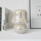 French Cream Handmade Glass Mushroom 1-Light Table Lamp Lumendat