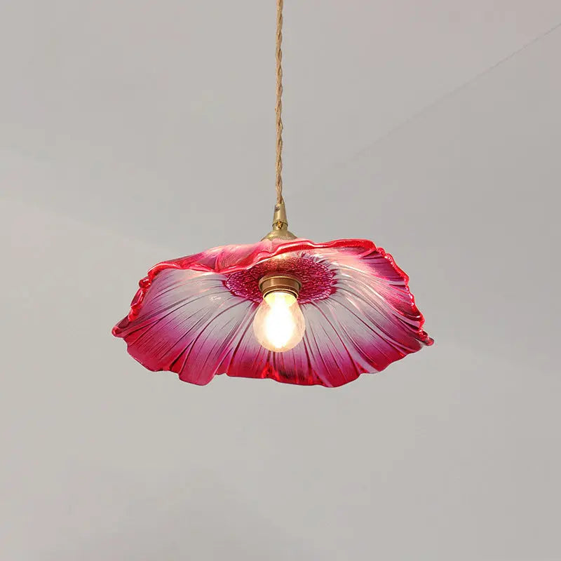 Modern Art Deco Sunflower Copper Glass 1-light Pendant Light for Living Room Lumendat