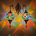 Tiffany Decorative Lantern Hardware Stained Glass 2-Light Wall Sconce Lamp Lumendat