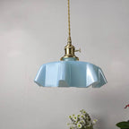 Traditional Japanese Cream Petal Glass Iron 1-light Pendant Light for Dining Room BulbSquare
