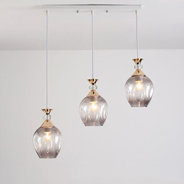 Contemporary Nordic Gradient Glass Metal Orb 1/3 Light Island Light Chandelier for Living Room