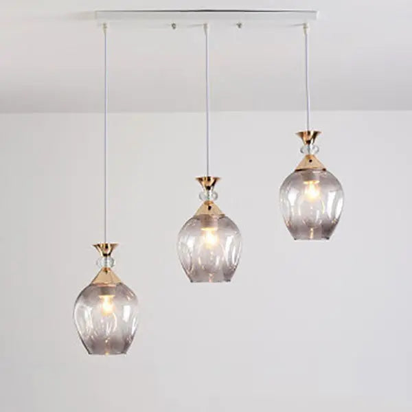 Contemporary Nordic Gradient Glass Metal Orb 1/3 Light Island Light Chandelier for Living Room Lumendat