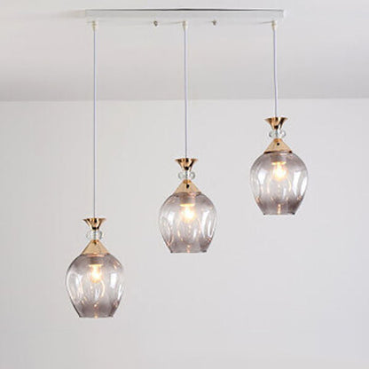 Contemporary Nordic Gradient Glass Metal Orb 1/3 Light Island Light Chandelier for Living Room