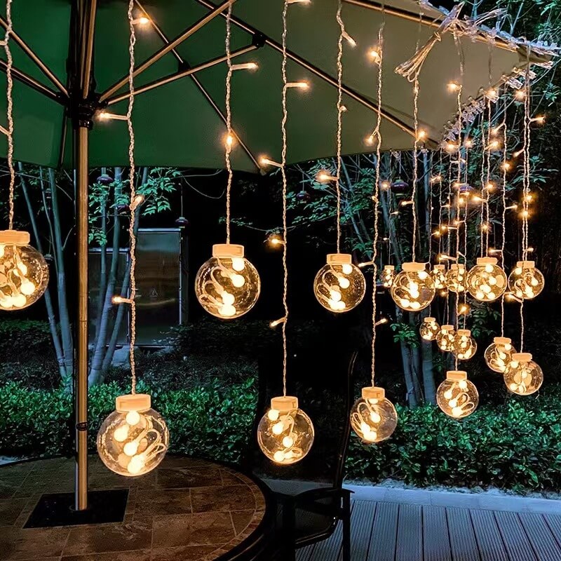 LED Solar Star Moon Curtain Light Christmas Outdoor Patio Decorative Camping String Lights Lumendat