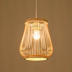 Japanese Zen Bamboo Weaving Lantern 1-light Pendant Light BulbSquare