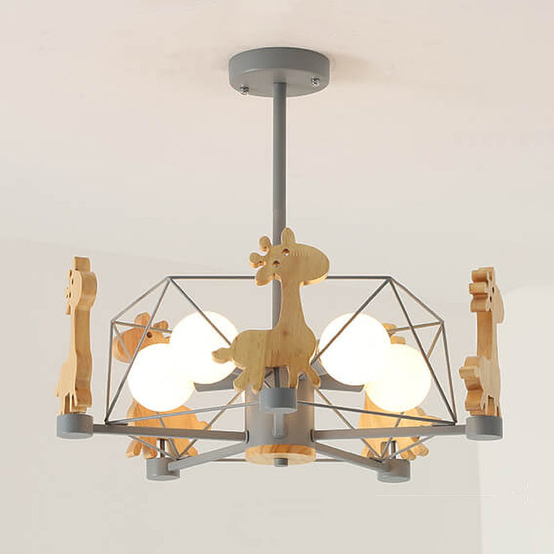 Lumendat Scandinavian Modern Children's Giraffe Diamond Pentagram Iron 5-Light Island Chandelier Lumendat