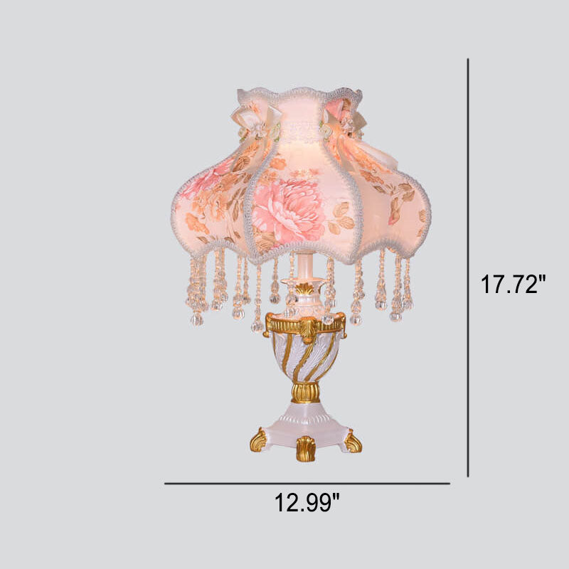 European Luxury Fabric Lace Resin 1-Light Table Lamp Lumendat