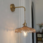 Modern Art Deco Iron Flower Glass Shade 1-Light Wall Sconce Lamp For Bedroom Lumendat