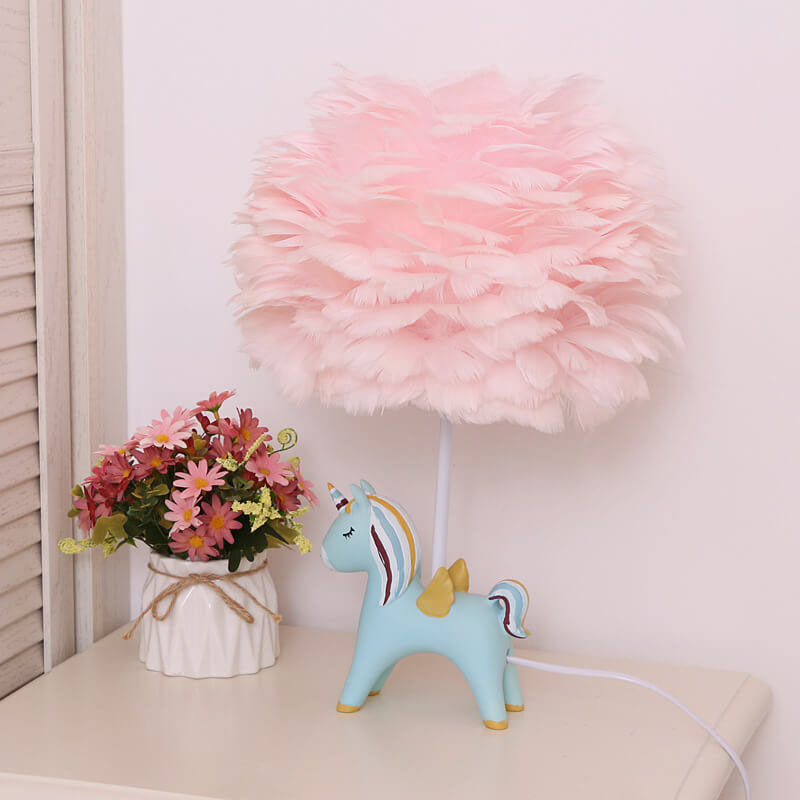 Lumendat Modern Creative Unicorn Feather Children 1-Light Table Lamp Lumendat