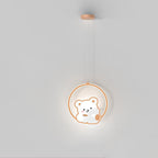Lumendat Modern Simplicity Kids Aluminum Iron Acrylic Circle Bear Cow LED Pendant Light For Bedside Lumendat