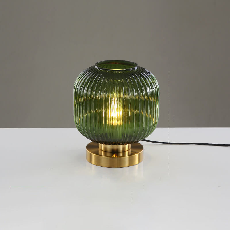 Nordic Striped Glass Oval Design 1-Light Table Lamp Lumendat