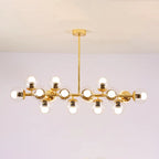 Contemporary Scandinavian Long Round Globe Iron Glass 16-light Island Light Chandelier for Dining Room Lumendat