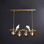 Contemporary Creative Resin Bird Glass Ball Shade 4-light Island Light Chandelier for Living Room BulbSquare