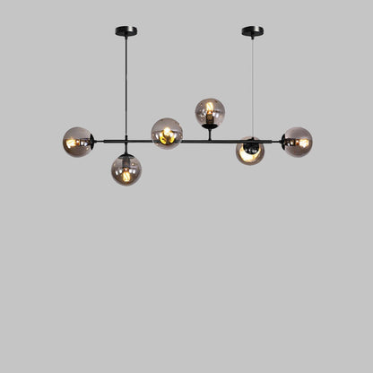 Modern Minimalist Long Glass Round Globe Island Light 6-light Chandelier