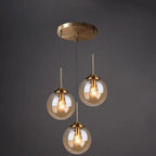 Contemporary Nordic Copper Spherical Glass Shade 1/3/5-light Island Light Chandelier for Dining Room Lumendat