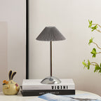 Contemporary Scandinavian Rechargeable Iron Fabric Conic Pleated 1-Light Table Lamp For Bedside Lumendat