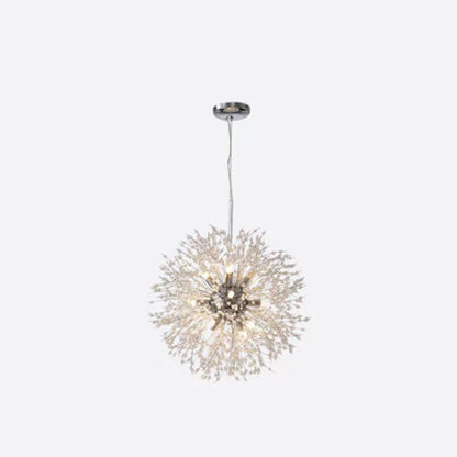 Contemporary Scandinavian Dandelion Metal Crystal 8/9/12/16 Light Chandelier for Bedroom