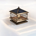 European Outdoor Brass Glass Square 1/2 Light Waterproof Pillar Landscape Light Lumendat
