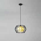 Modern Minimalist Weaving Hemp Ball Iron Drum 1-light Pendant Light for Living Room BulbSquare