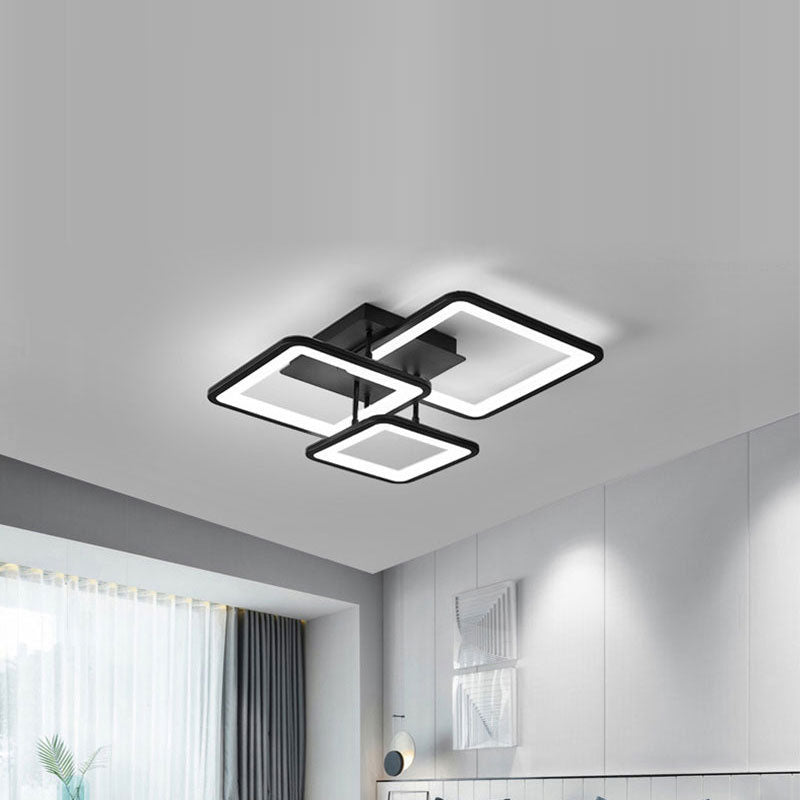 Modern Minimalist Combination Square Hardware Acrylic LED Semi-Flush Mount Ceiling Light For Living Room Lumendat