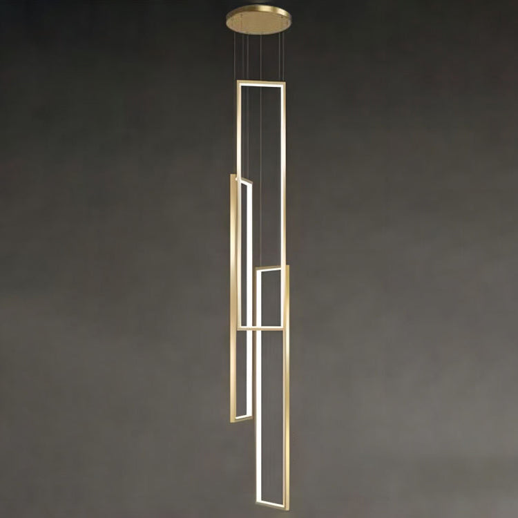 Modern Minimalist Iron Aluminum Silica Rectangular Square Ceiling Plate LED Chandelier for Stairway