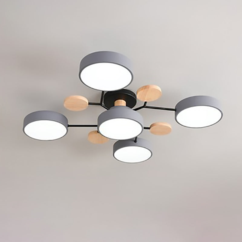Contemporary Scandinavian Round Molecule Branch Design LED Semi-Flush Mount Ceiling Light For Living Room Lumendat