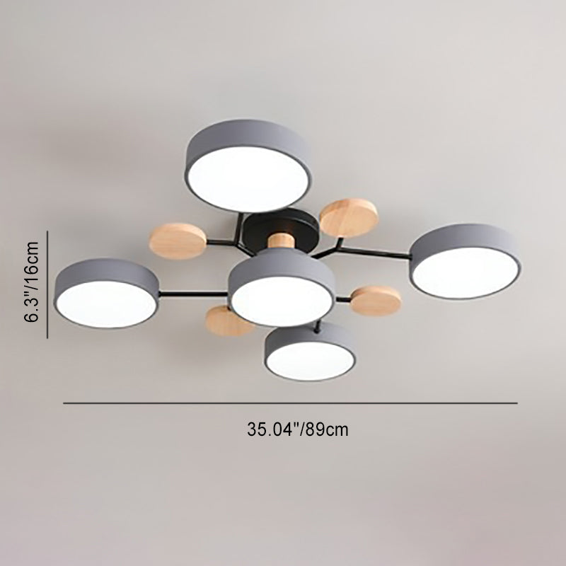 Contemporary Scandinavian Round Molecule Branch Design LED Semi-Flush Mount Ceiling Light For Living Room Lumendat
