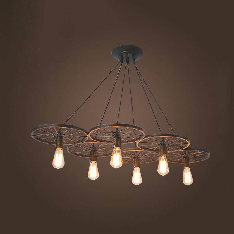 Industrial Creative Personality Wrought Iron Wheels 1/3/6-light Chandelier