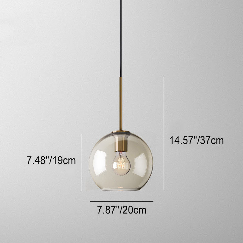 Contemporary Nordic Iron Glass Round Geometric Jar 1-Light Pendant Light For Living Room & Bedroom Lumendat