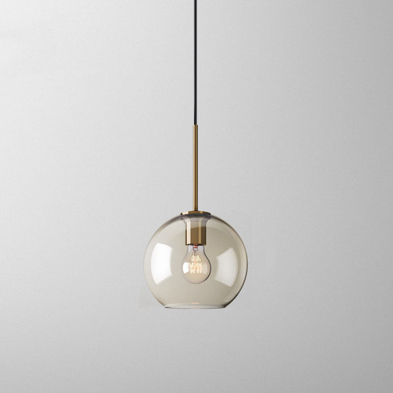 Contemporary Nordic Iron Glass Round Geometric Jar 1-Light Pendant Light For Living Room & Bedroom Lumendat