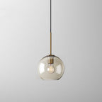 Contemporary Nordic Iron Glass Round Geometric Jar 1-Light Pendant Light For Living Room & Bedroom Lumendat