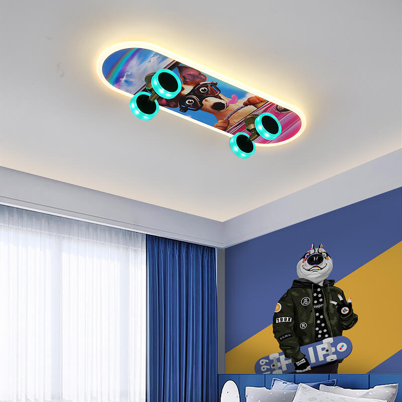 Lumendat Creative Cartoon Skateboard Acrylic LED Kids Flush Mount Ceiling Light Lumendat