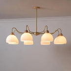 Nordic Japanese Glass Round Wood 3/6/8 Light Chandelier Lumendat