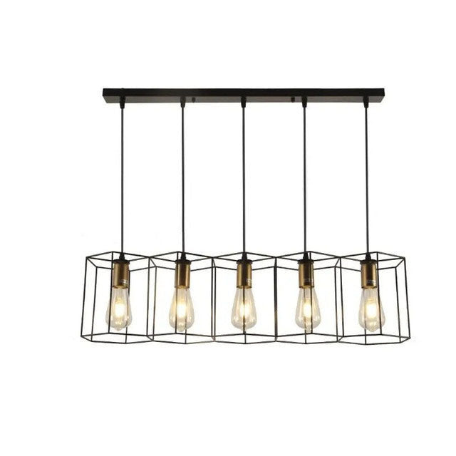 Industrial Vintage Geometric Frame Iron 3/5 Light Island Light Chandelier BulbSquare