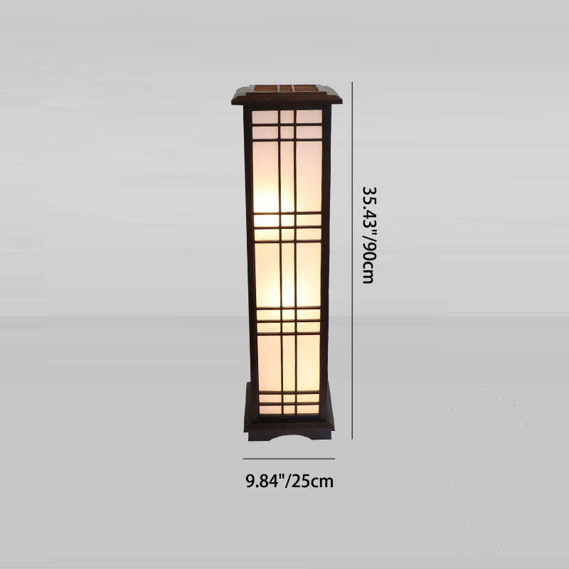 Traditional Chinese Rectangular Parchment Wood 1-Light Standing Floor Lamp For Entertainment Rooms Lumendat