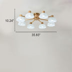 Traditional Japanese Wabi-sabi Rubberwood Hardware Glass 3/6/8-Light Flush Mount Lighting For Living Room Lumendat