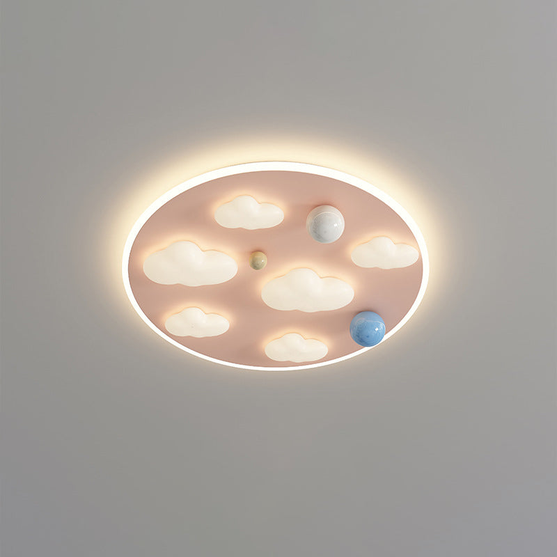 Lumendat Contemporary Creative Kids Iron Acrylic Round Irregular Shape Mouse Cloud LED Flush Mount Ceiling Light For Bedroom Lumendat
