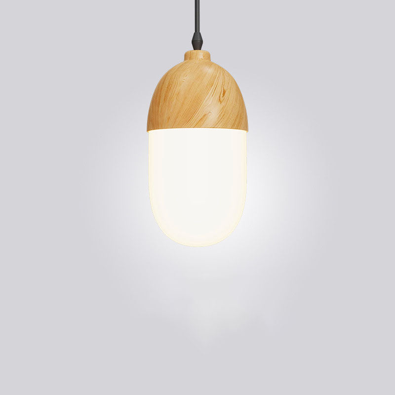 Japanese Wood Grain Round Oval Iron 1-light Pendant Light BulbSquare