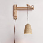 Japanese Modern Wood Retractable Folding 1-Light Wall Sconce Lamp Lumendat