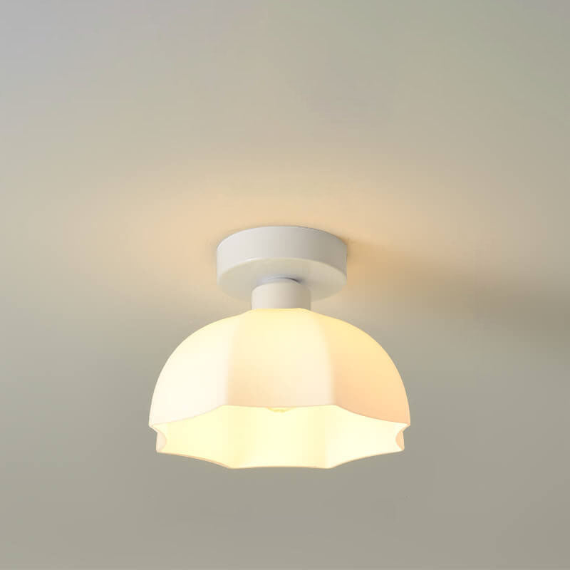 Scandinavian Modern Minimalist Iron Glass Ceramic Flower Diamond 1-Light Semi-Flush Mount Ceiling Light Lumendat