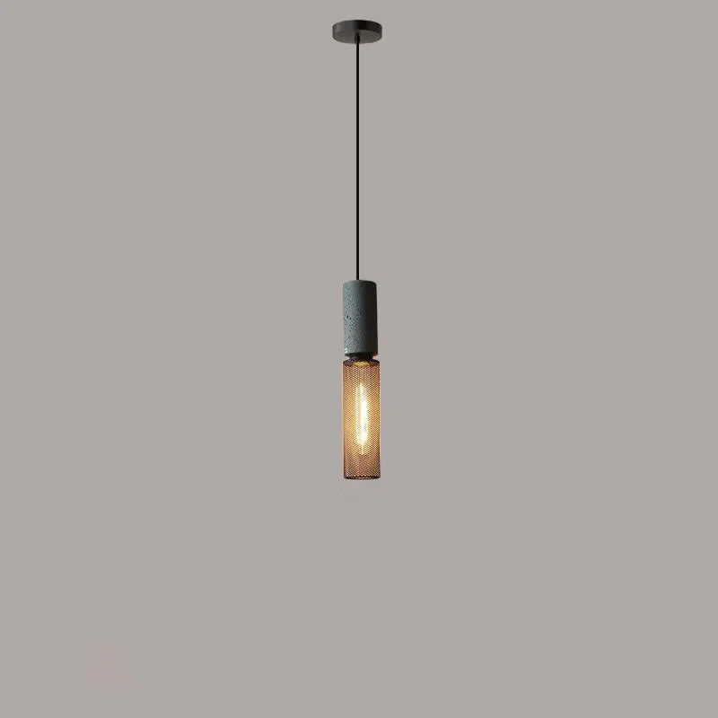 Contemporary Industrial Cylindrical Tapered Cement Iron 1-light Pendant Light for Living Room Lumendat