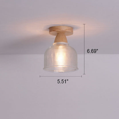 Japanese Minimalist Log Glass 1-light Semi-flush Mount Light