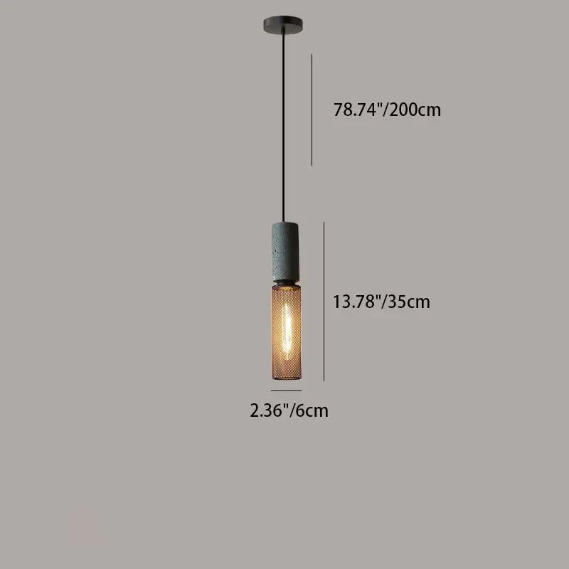 Contemporary Industrial Cylindrical Tapered Cement Iron 1-light Pendant Light for Living Room Lumendat