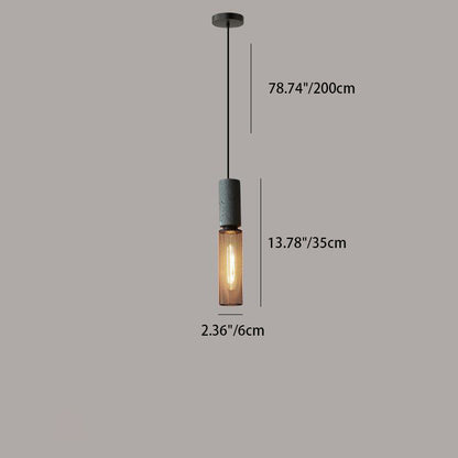 Contemporary Industrial Cylindrical Tapered Cement Iron 1-Light Pendant Light For Living Room