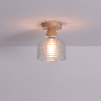 Japanese Minimalist Log Glass 1-light Semi-flush Mount Light