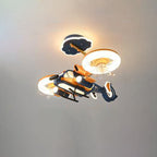 Lumendat Contemporary Creative Hardware Kids Aircraft LED Downrods Ceiling Fan Light For Bedroom Lumendat