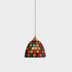 Traditional Tiffany Shell Decor Stained Glass Semicircle 1-light Pendant Light for Bedroom BulbSquare